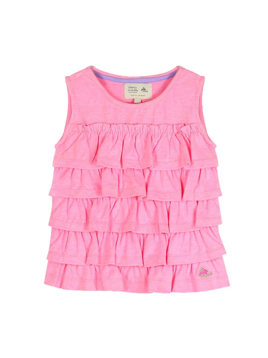 

Cherry Crumble Girls Pink Solid Tiered Top