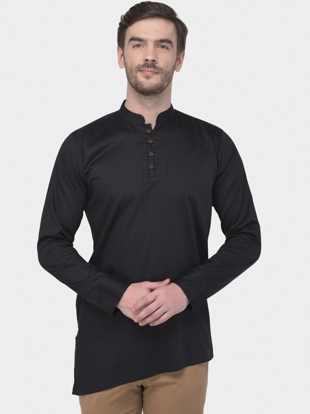 

SG LEMAN Men Black Solid Asymmetric Kurta