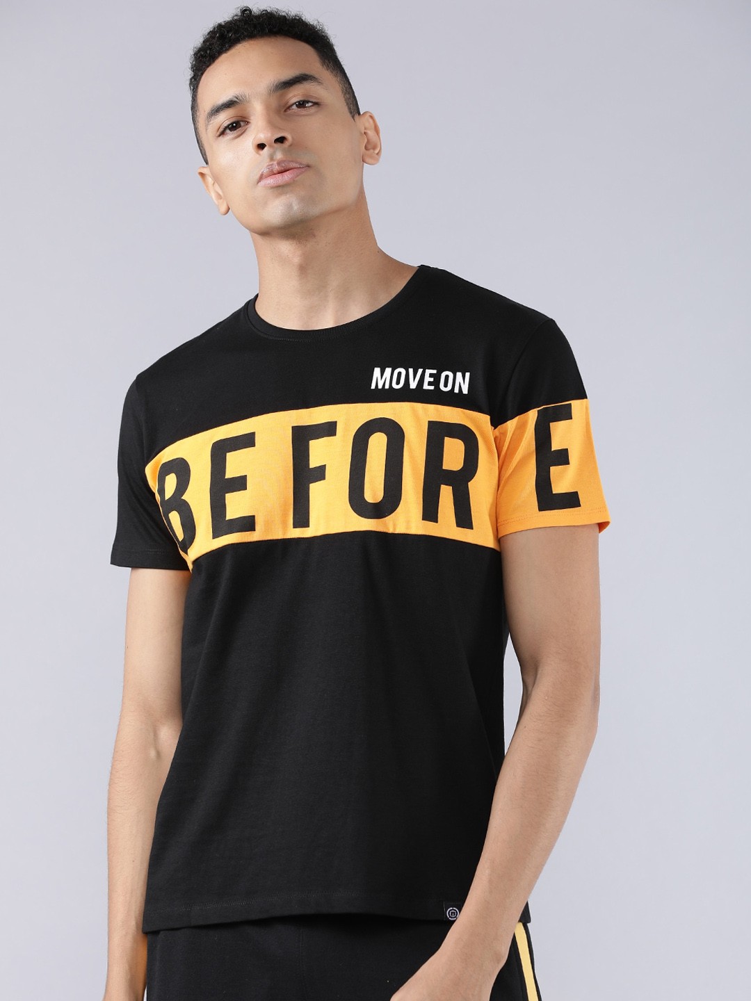 

LOCOMOTIVE Men Black Printed Round Neck T-shirt