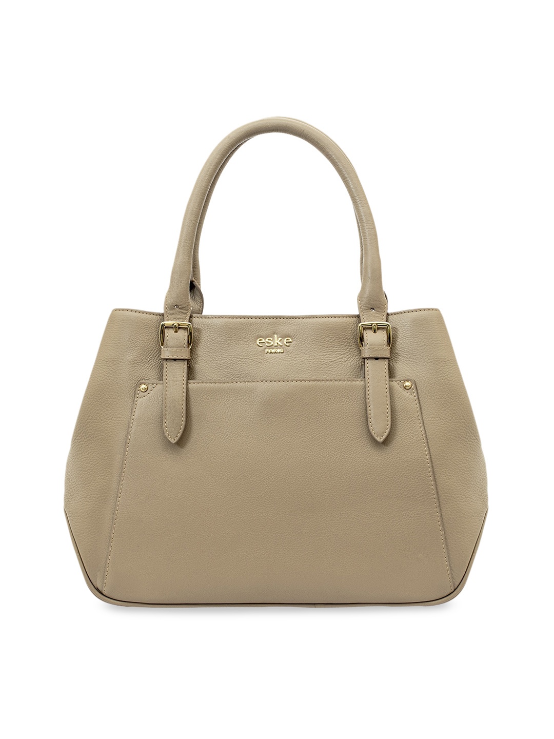 

Eske Beige Solid Leather Handheld Bag