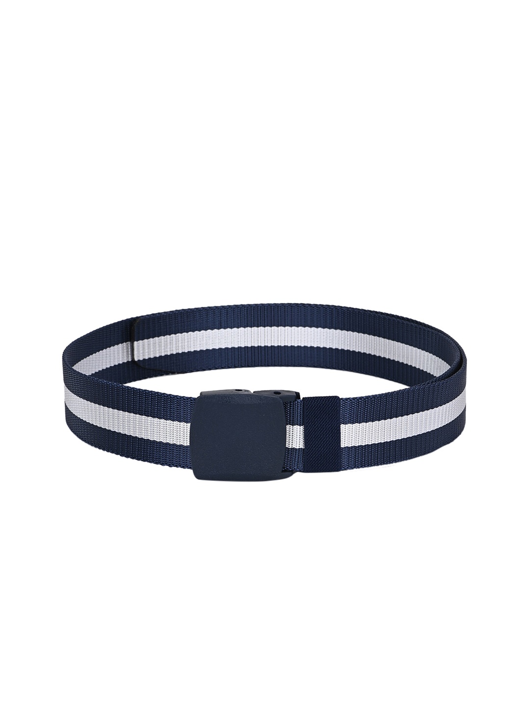 

Calvadoss Men Navy Blue & White Striped Belt