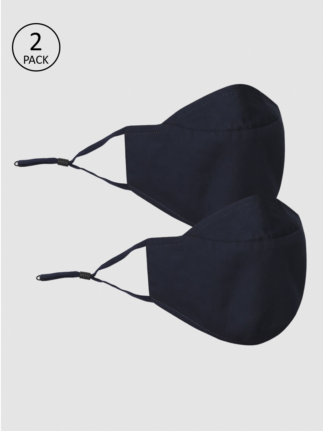 

ONLY Unisex Navy Blue Solid 2 Pcs 3 Ply Reusable Masks