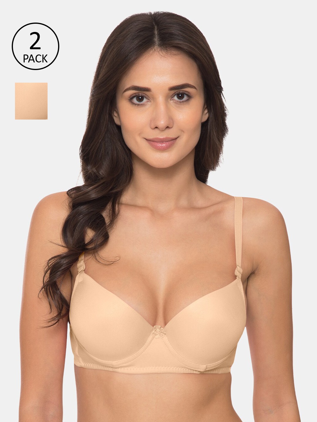 

Tweens Pack Of 2 Beige Solid Underwired Lightly Padded T-shirt Bras TW-1401