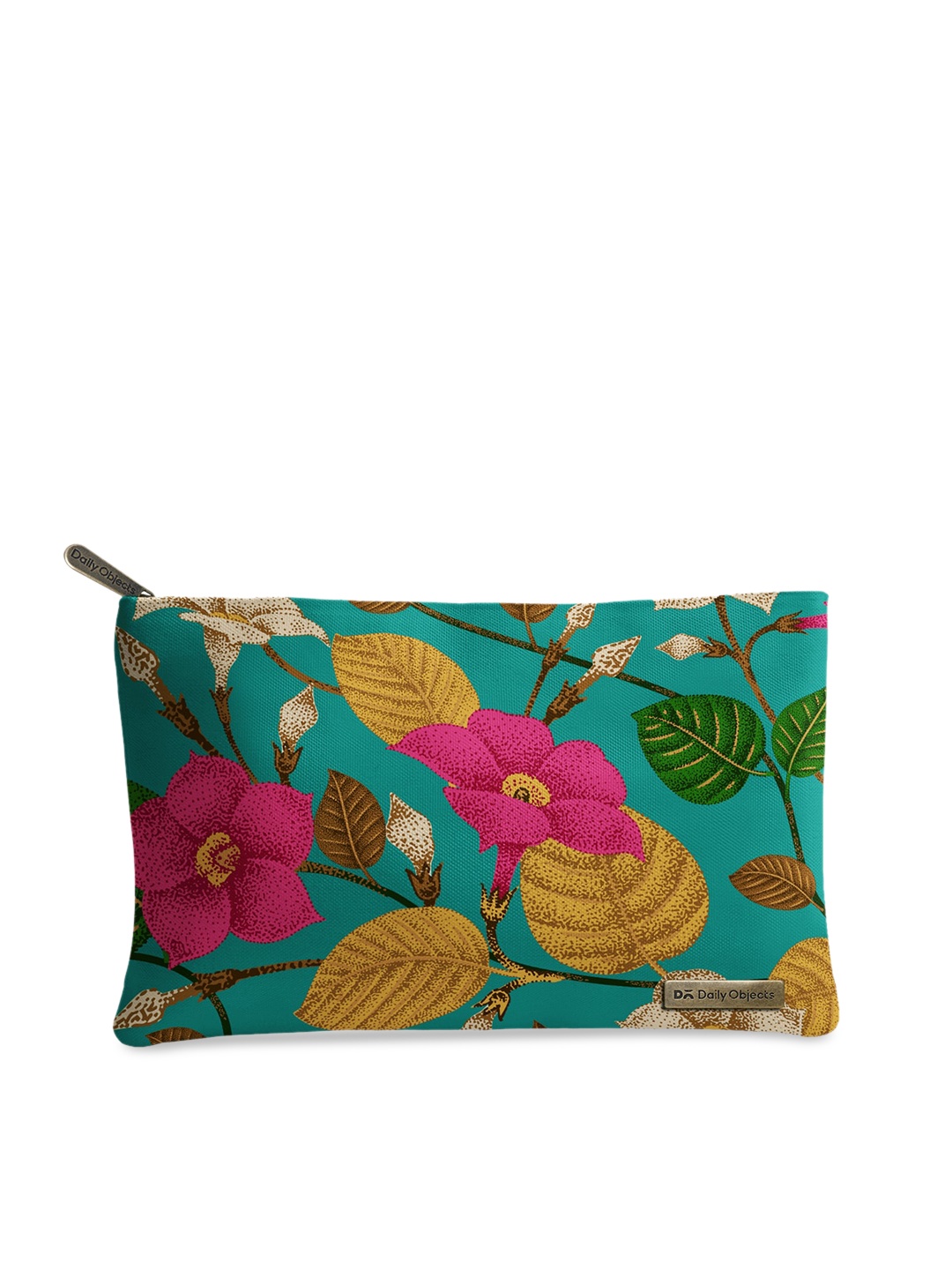 

DailyObjects Green & Pink Hibiscus Printed Stash Pouch, Fluorescent green