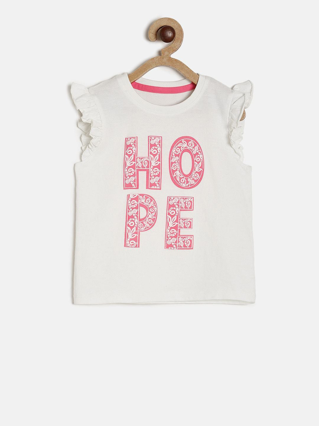 

MINI KLUB Girls Off-White Printed Pure Cotton Top
