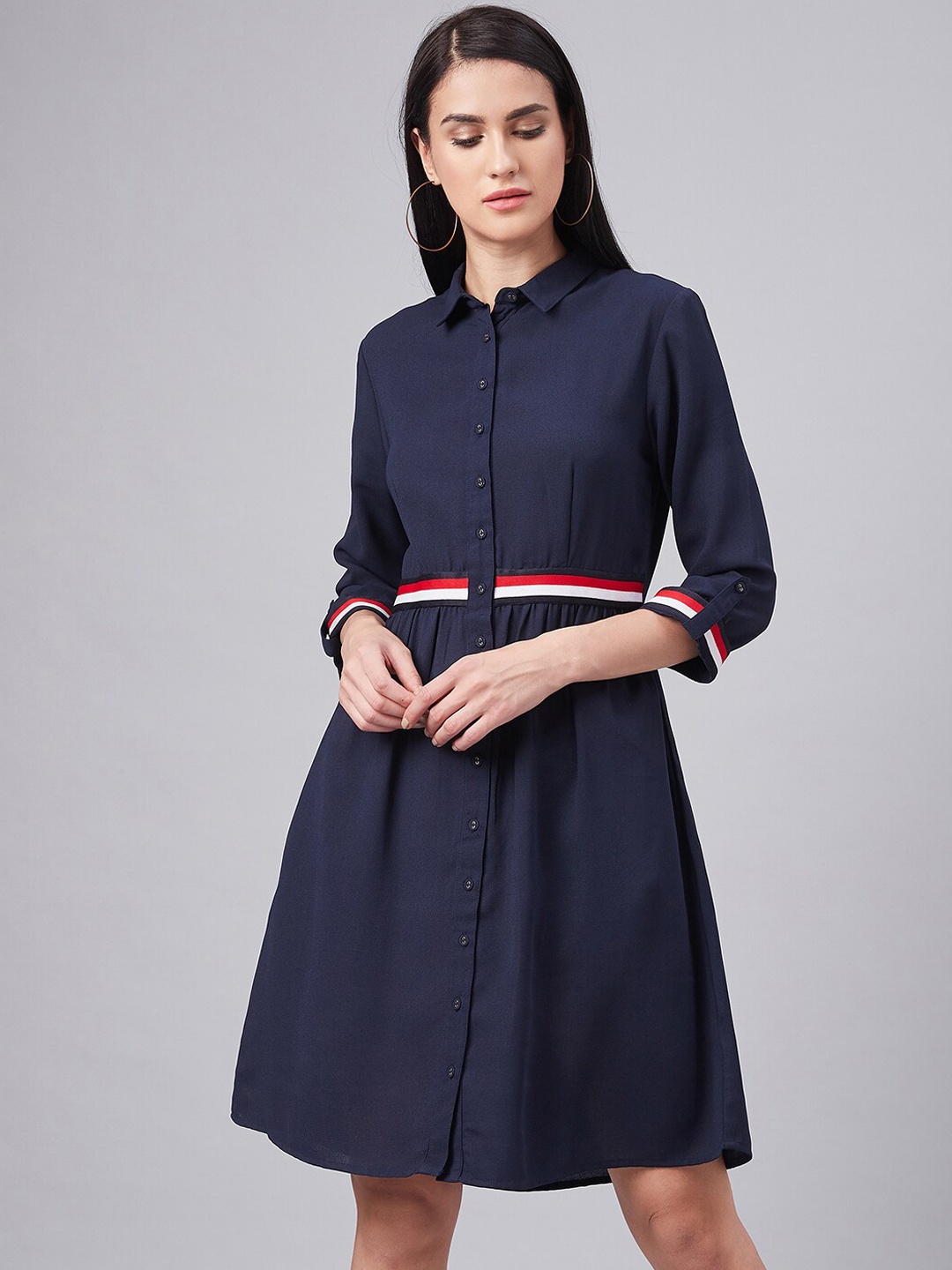 

Marie Claire Women Blue Solid Shirt Dress