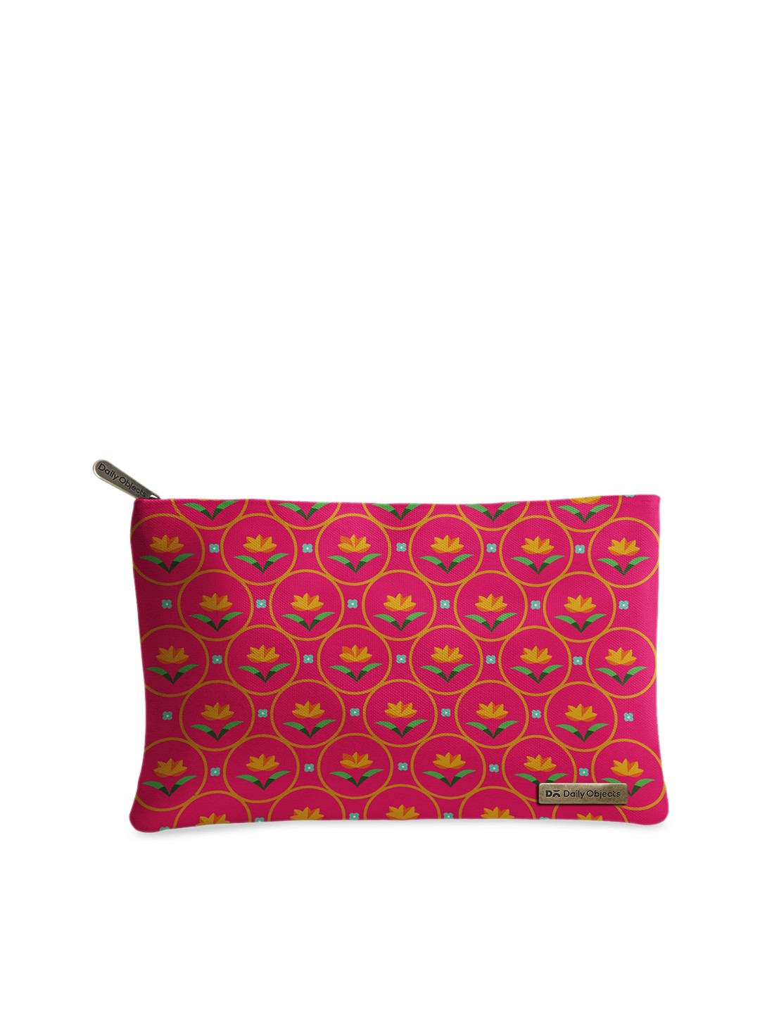 

DailyObjects Women Pink & Mustard Yellow Printed Travel Pouch