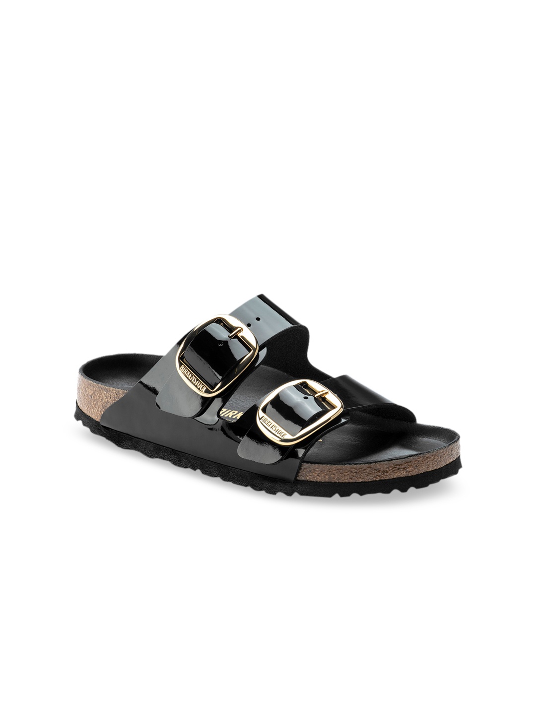 

Birkenstock Women Black Solid Arizona Big Buckle Narrow Width Flats
