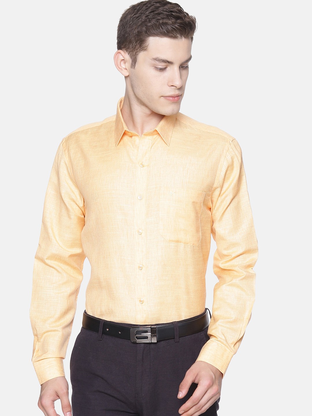 

Ramraj Men Orange Original Regular Fit Solid Formal Shirt