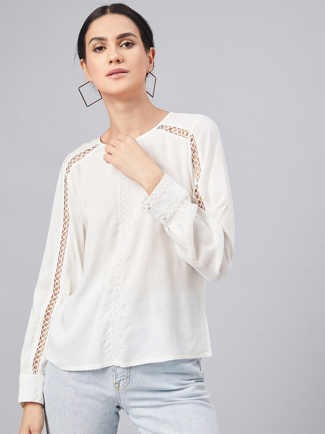 

Marie Claire Women White Solid Top