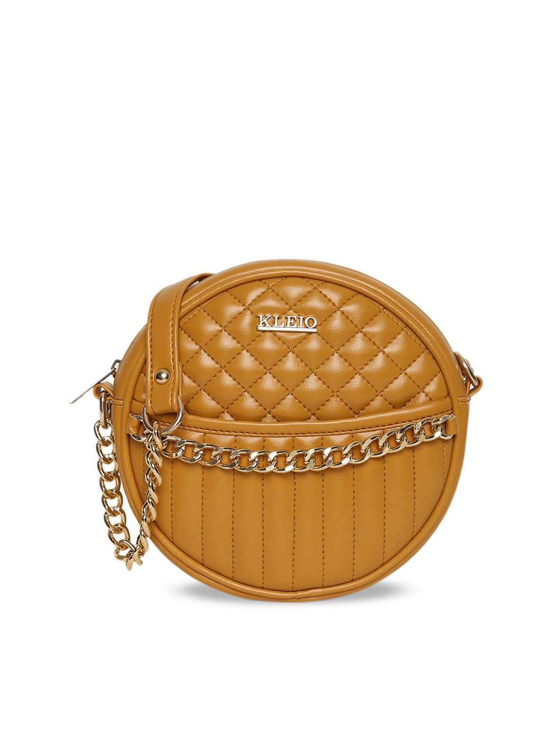

KLEIO Mustard Yellow Round Quilted Sling Bag