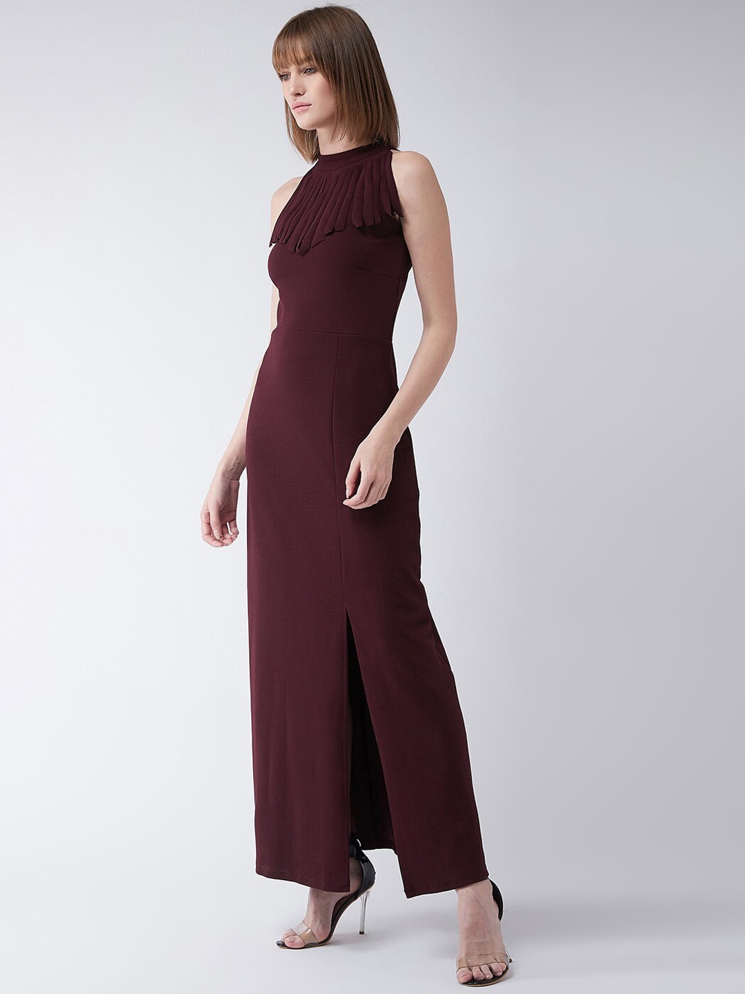 

Miss Chase Women Maroon Solid Maxi Dress