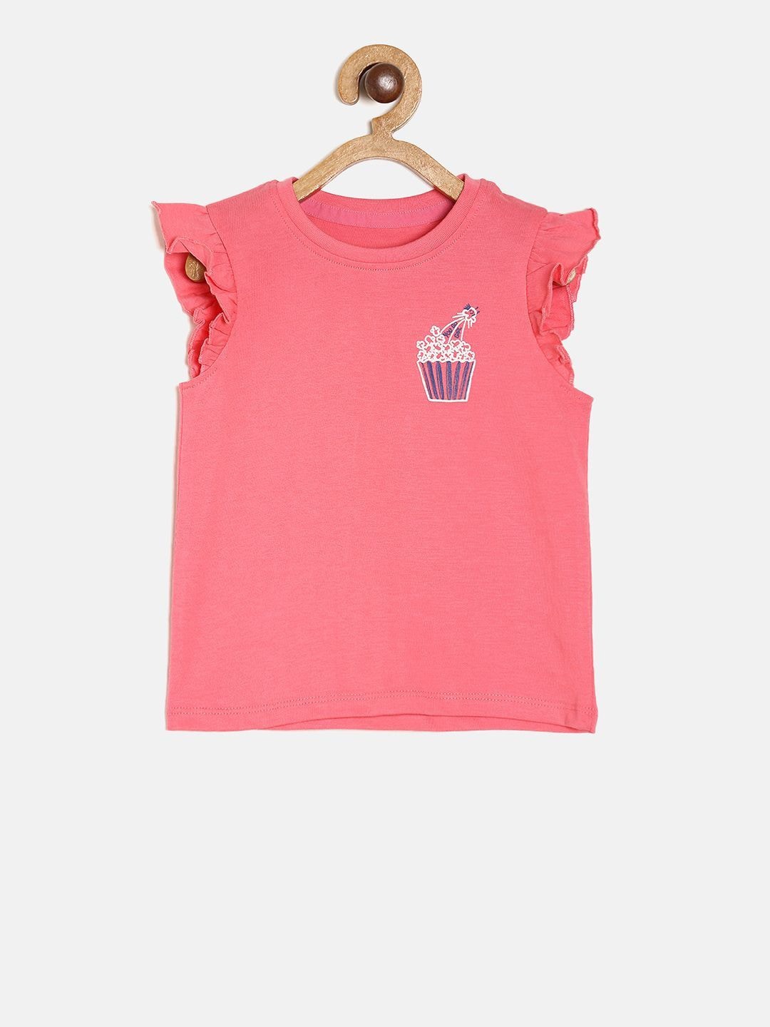 

MINI KLUB Girls Pink Solid Pure Cotton Top