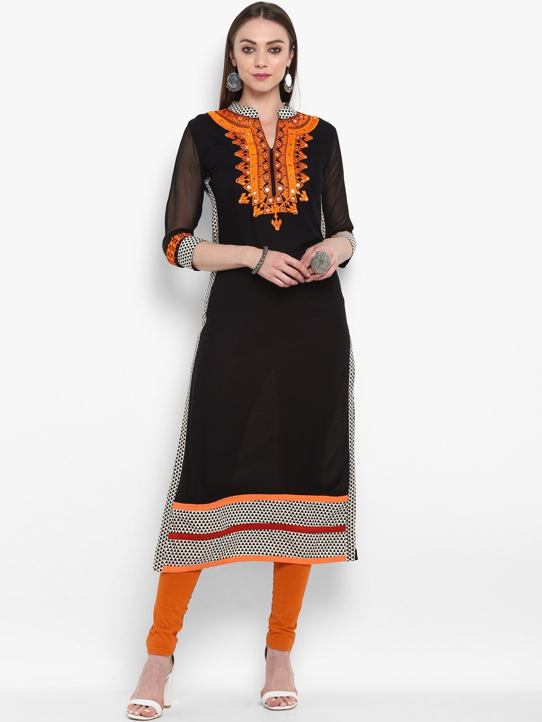 

Aprique FAB Women Black Yoke Design Straight Kurta