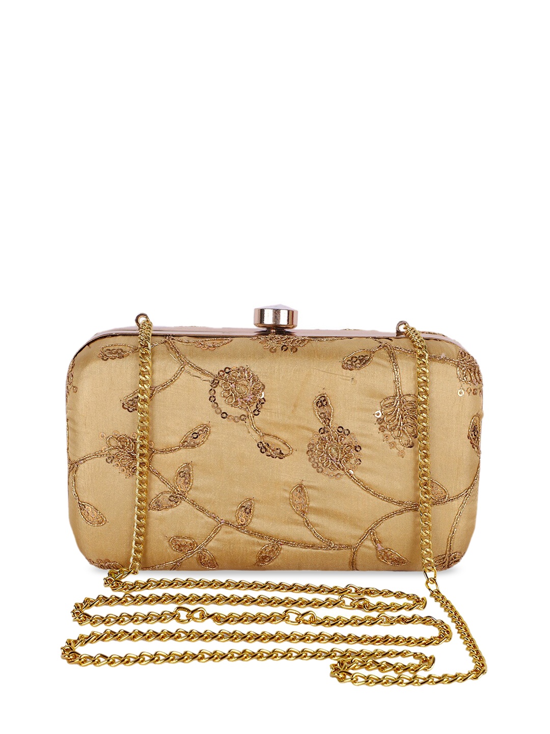 REZZY Gold-Toned Embellished Box Clutch