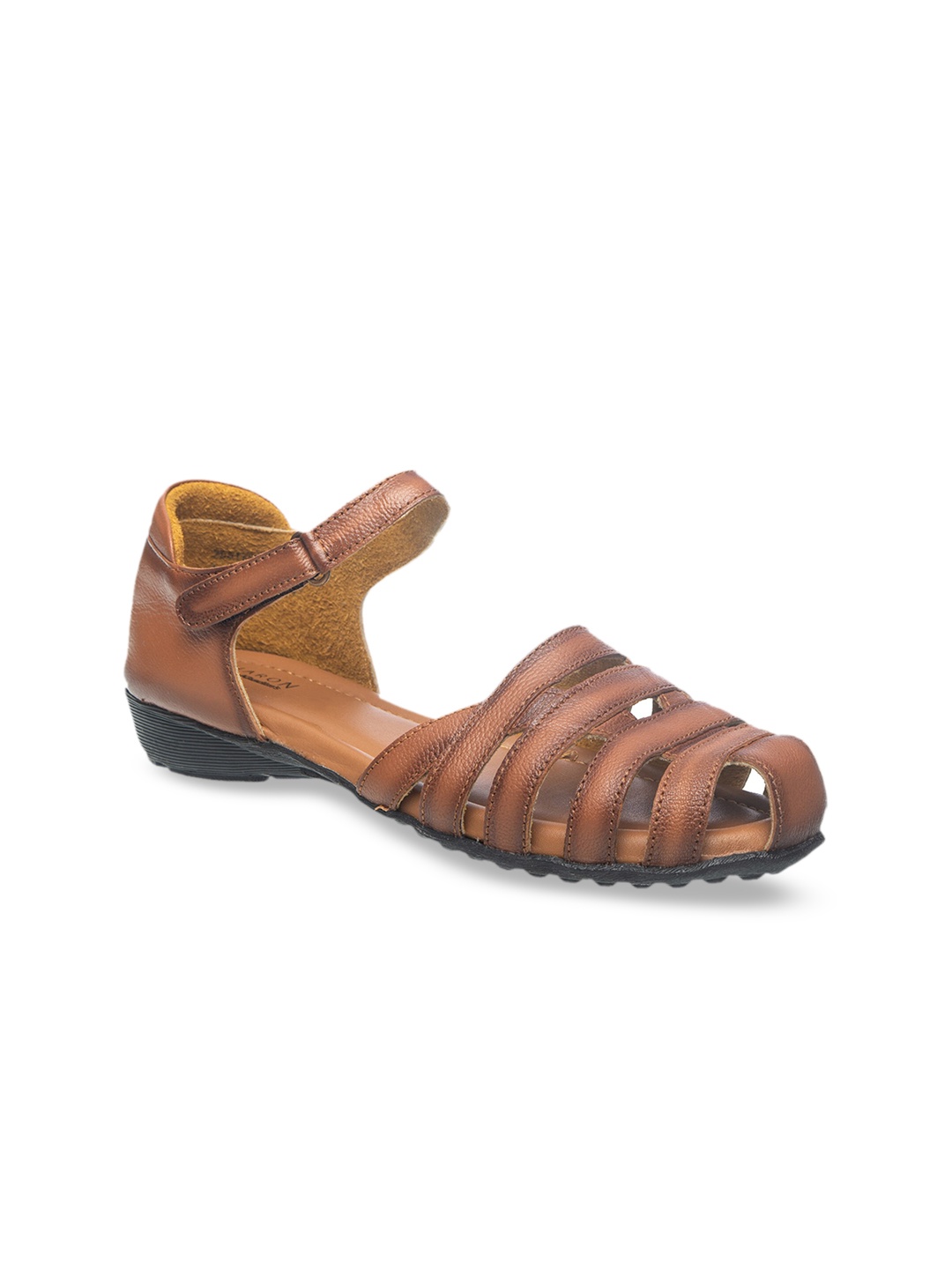 

Khadims Women Brown Solid Leather Gladiators