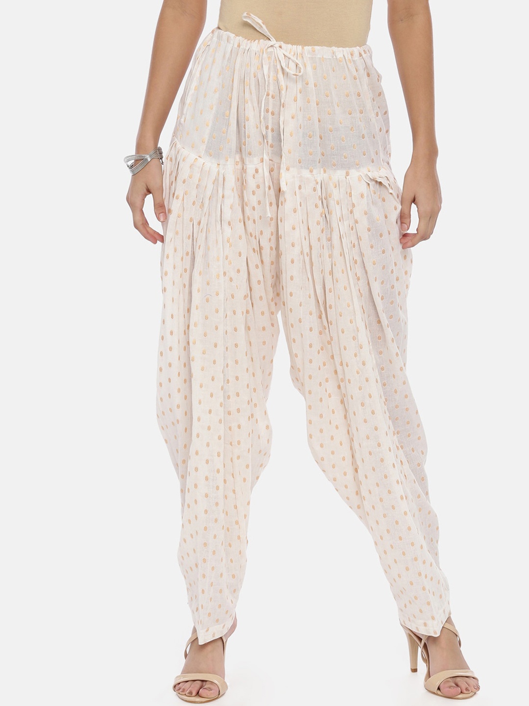 

Souchii Women White Woven Design Patiala