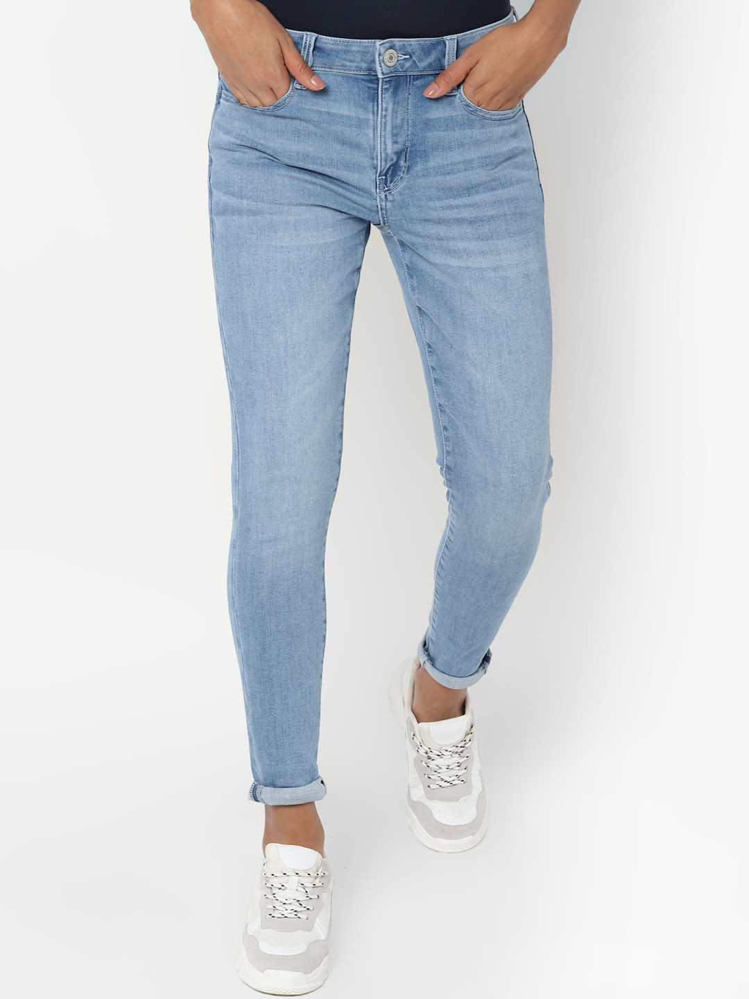 

AMERICAN EAGLE OUTFITTERS Women Blue Solid Slim-Fit Jeggings