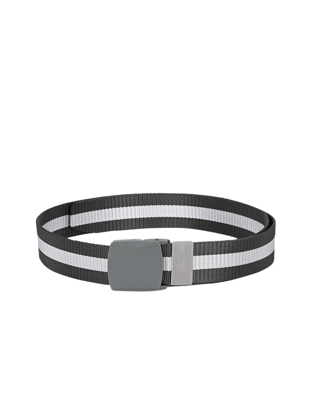 

Calvadoss Men Grey & White Striped Belt