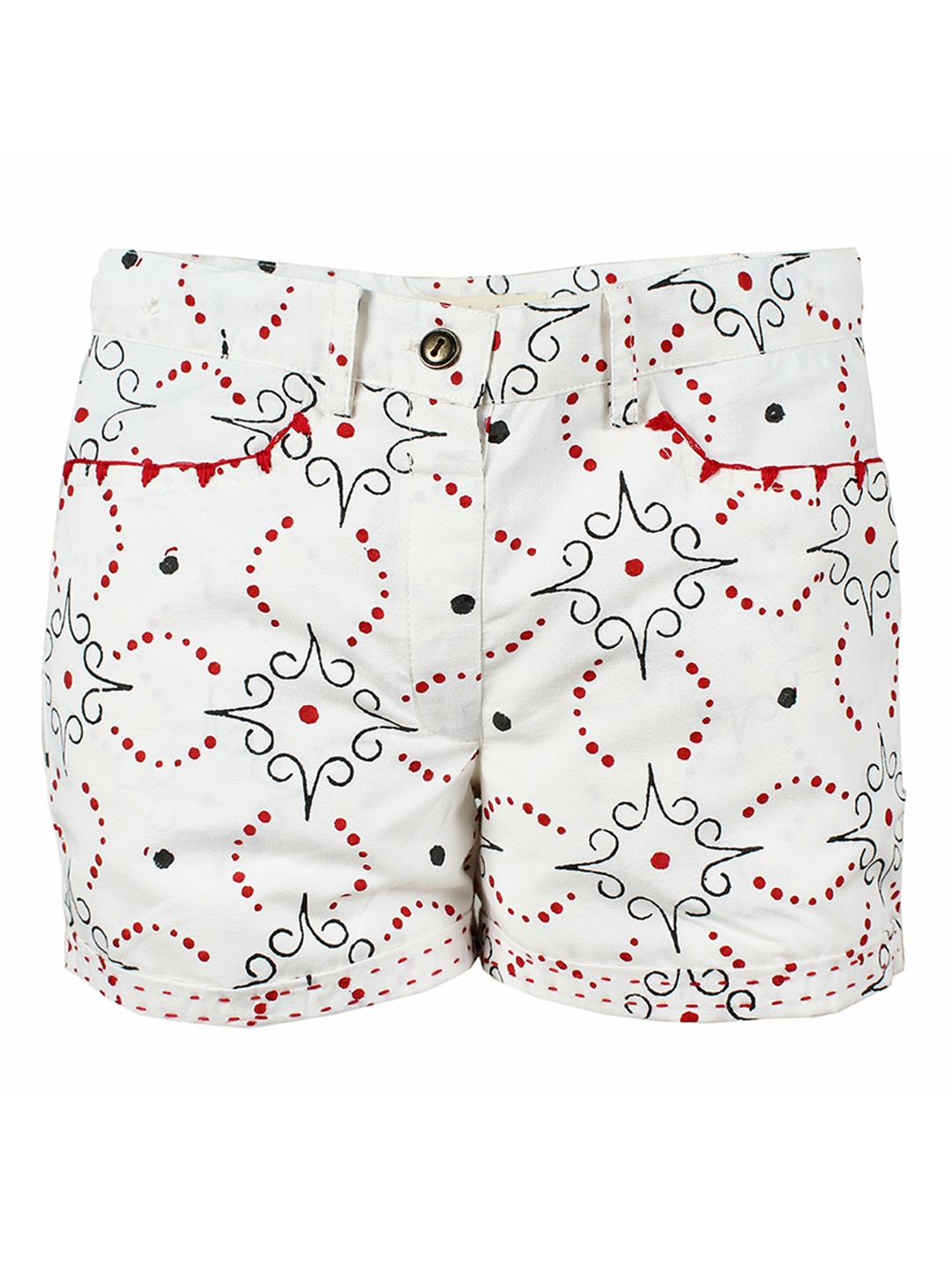 

My Little Lambs Girls Off-White Printed Regular Fit Regular Shorts