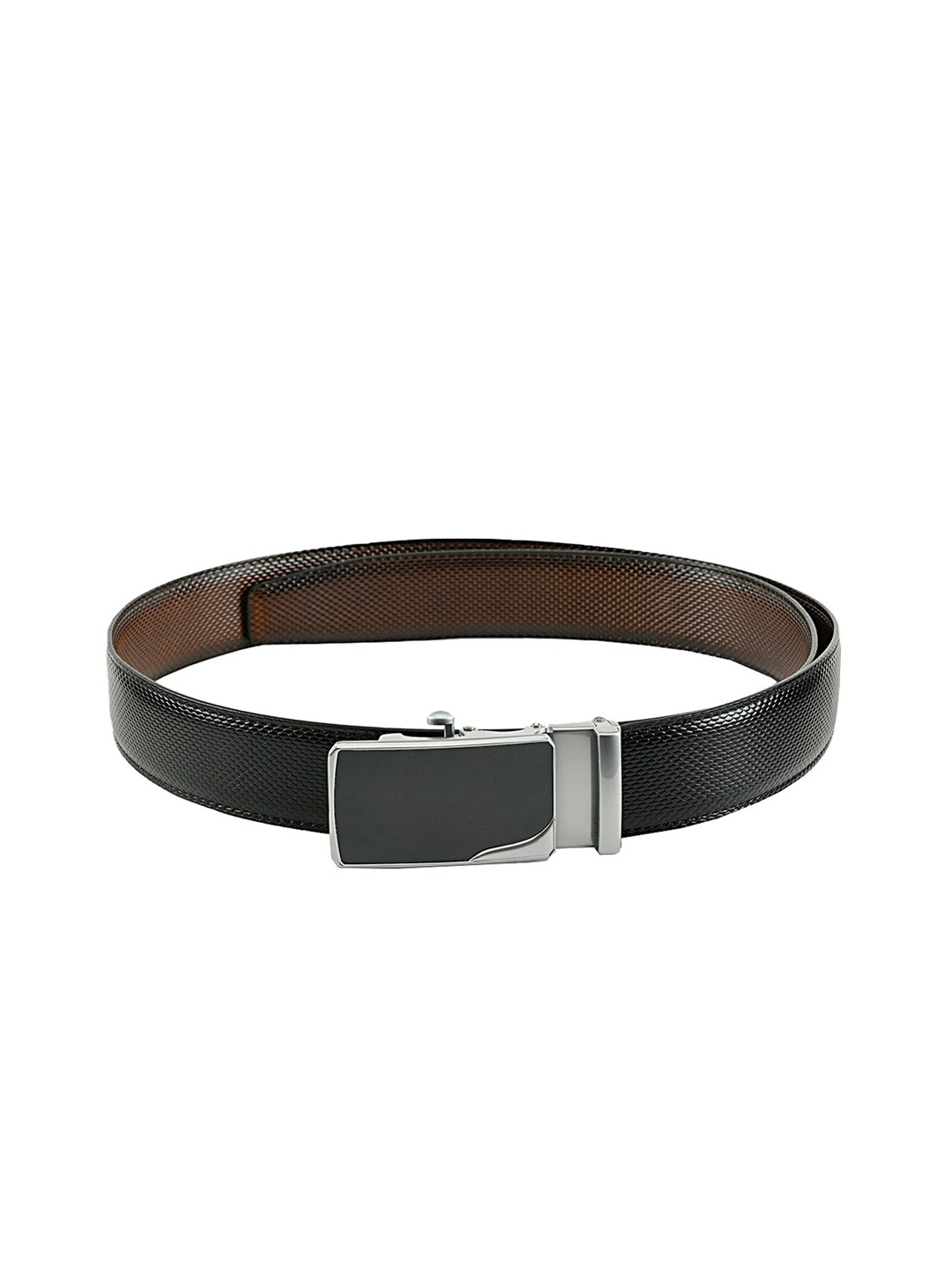 

WINSOME DEAL Men Black & Brown Textured Reversible Belt
