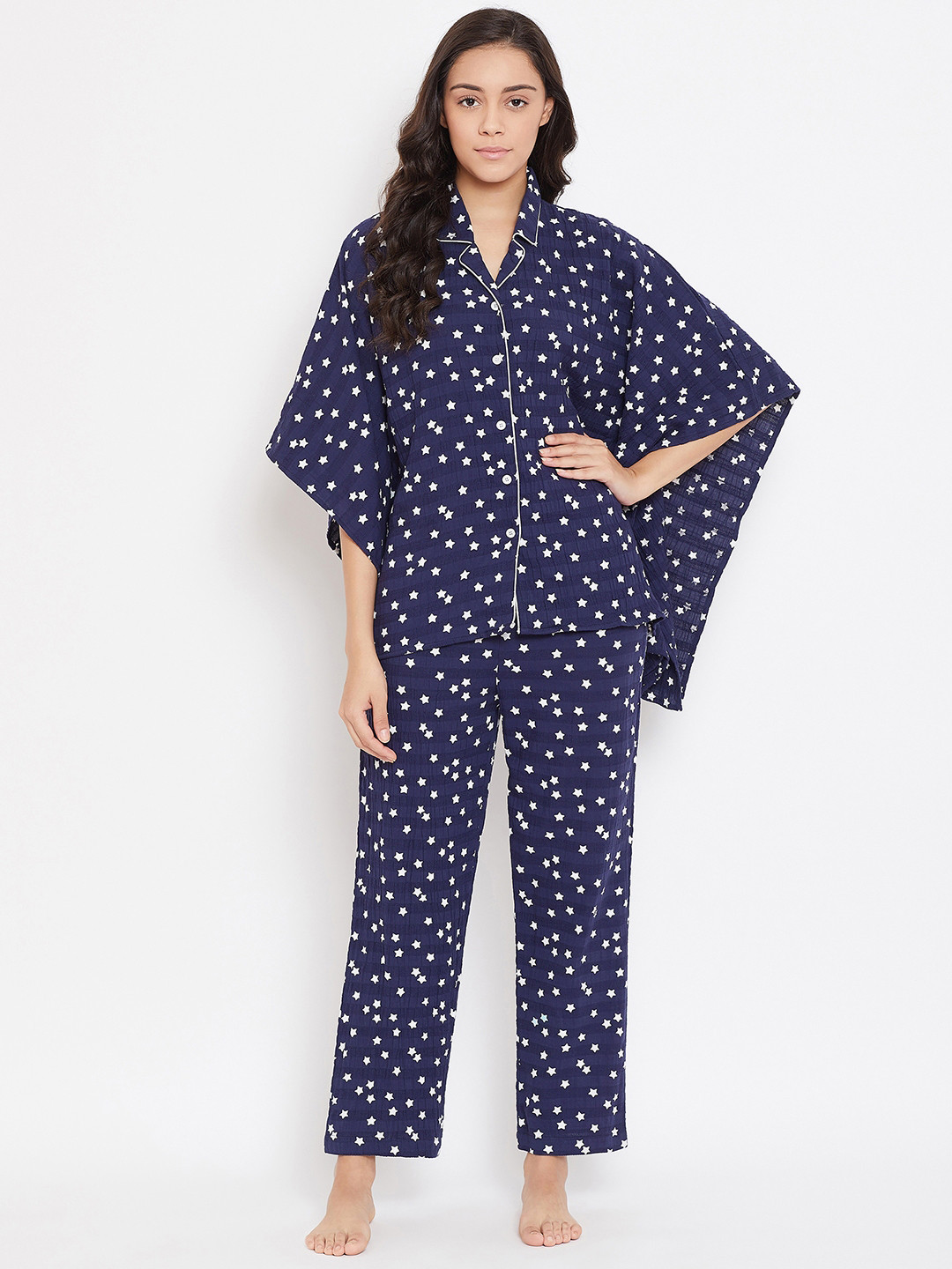 

The Kaftan Company Women Navy Blue Printed Night Suit