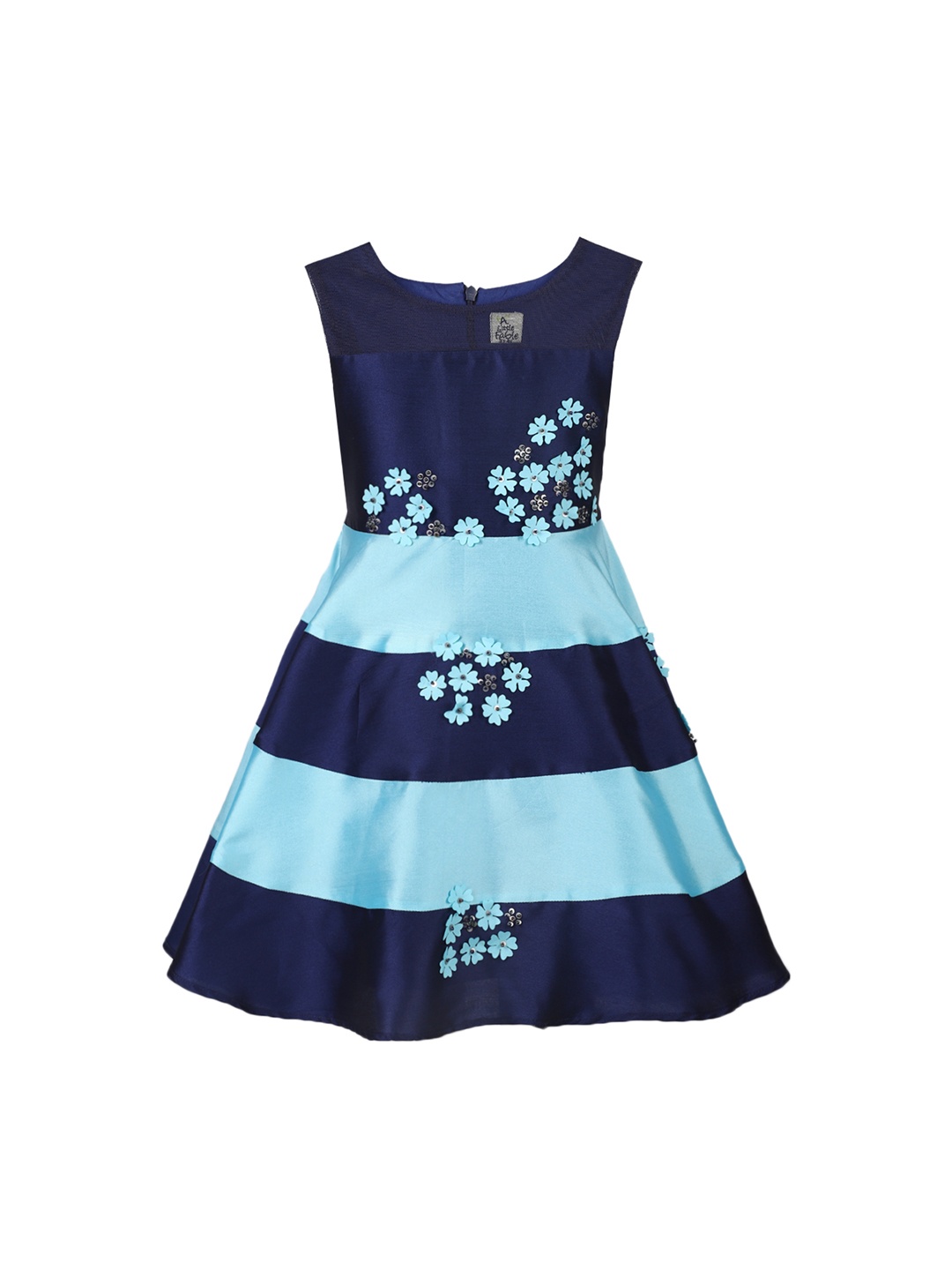 

A Little Fable Girls Blue Colourblocked Fit and Flare Dress