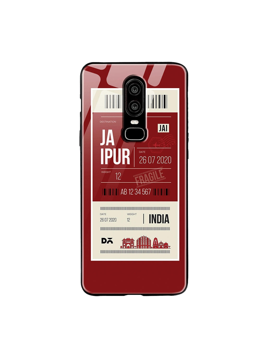 

DailyObjects Maroon & White Jaipur City Tag OnePlus 6 Glass Case