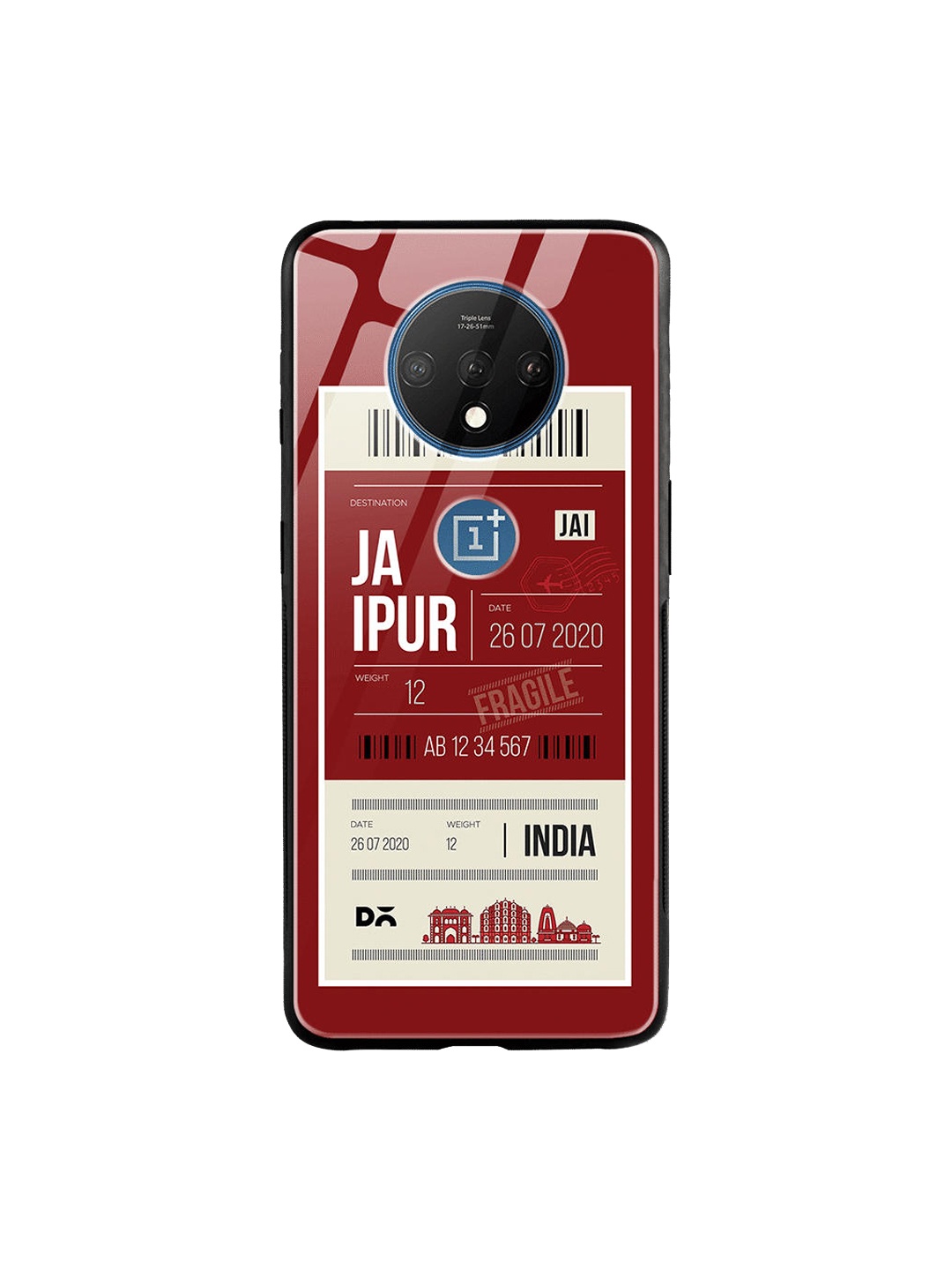 

DailyObjects Maroon & White Jaipur City Tag OnePlus 7T Glass Cover