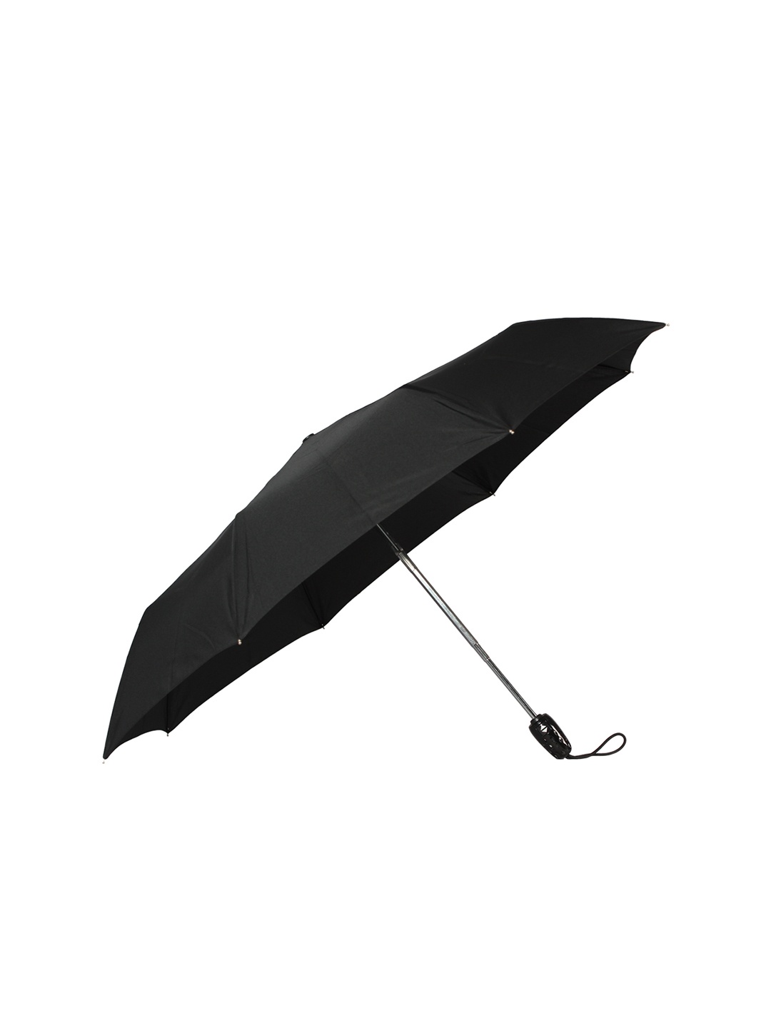 Johns Unisex Black Solid 3-Fold Automatic Umbrella