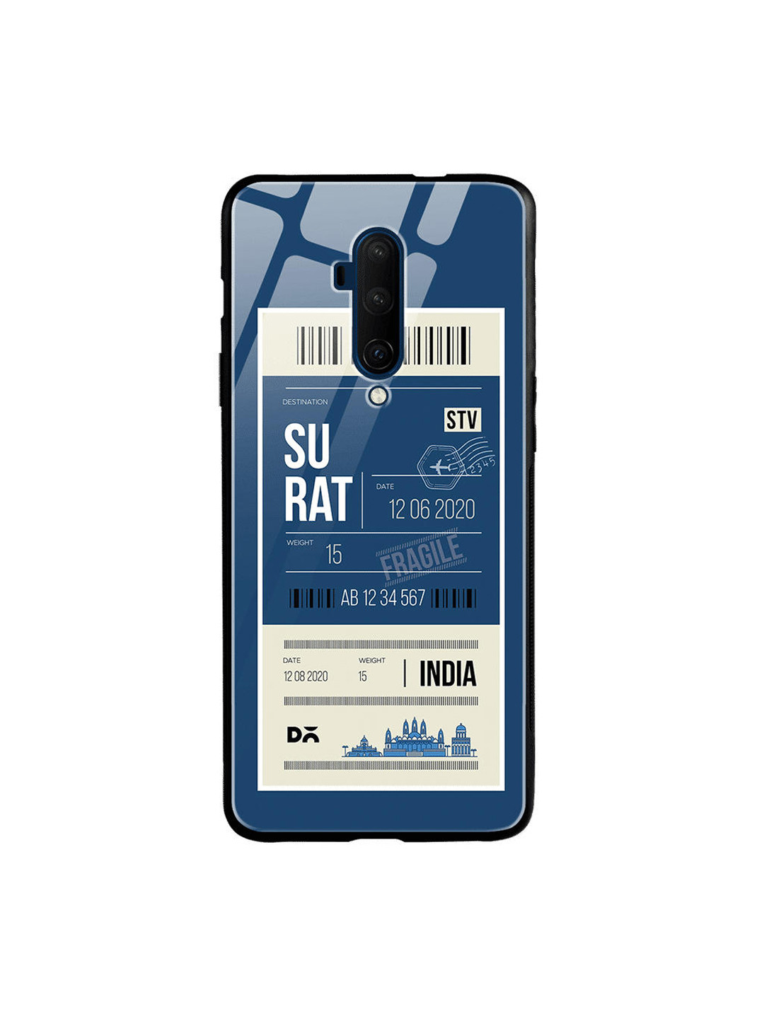

DailyObjects Blue & Beige Surat City Tag OnePlus 7T Pro Glass Cover