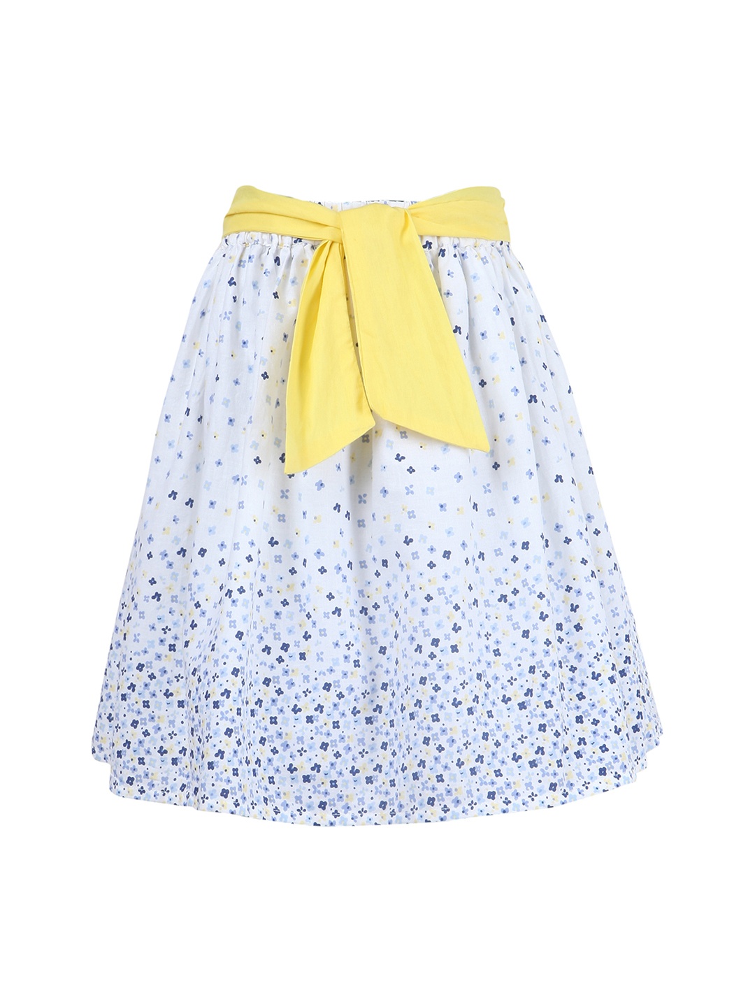 

Miyo Girls White & Blue Printed A-Line Knee-Length Skirt