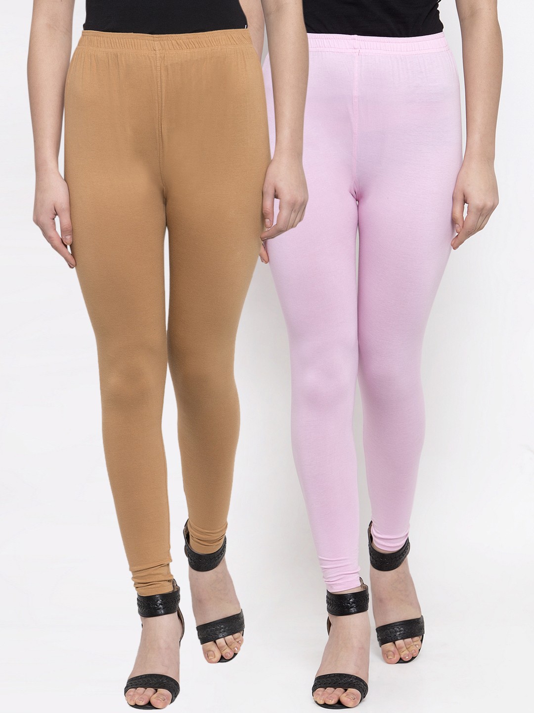 

TAG 7 Women Pack Of 2 Solid Churidar-Length Leggings, Pink