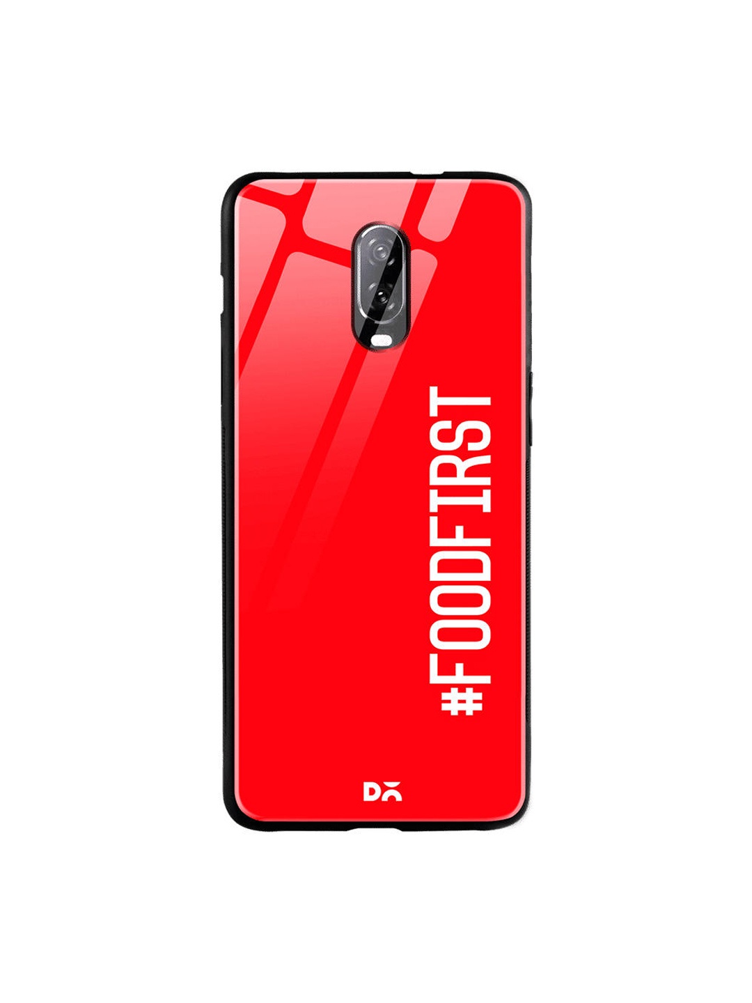 

DailyObjects Red & White Food First OnePlus 6T Glass Case