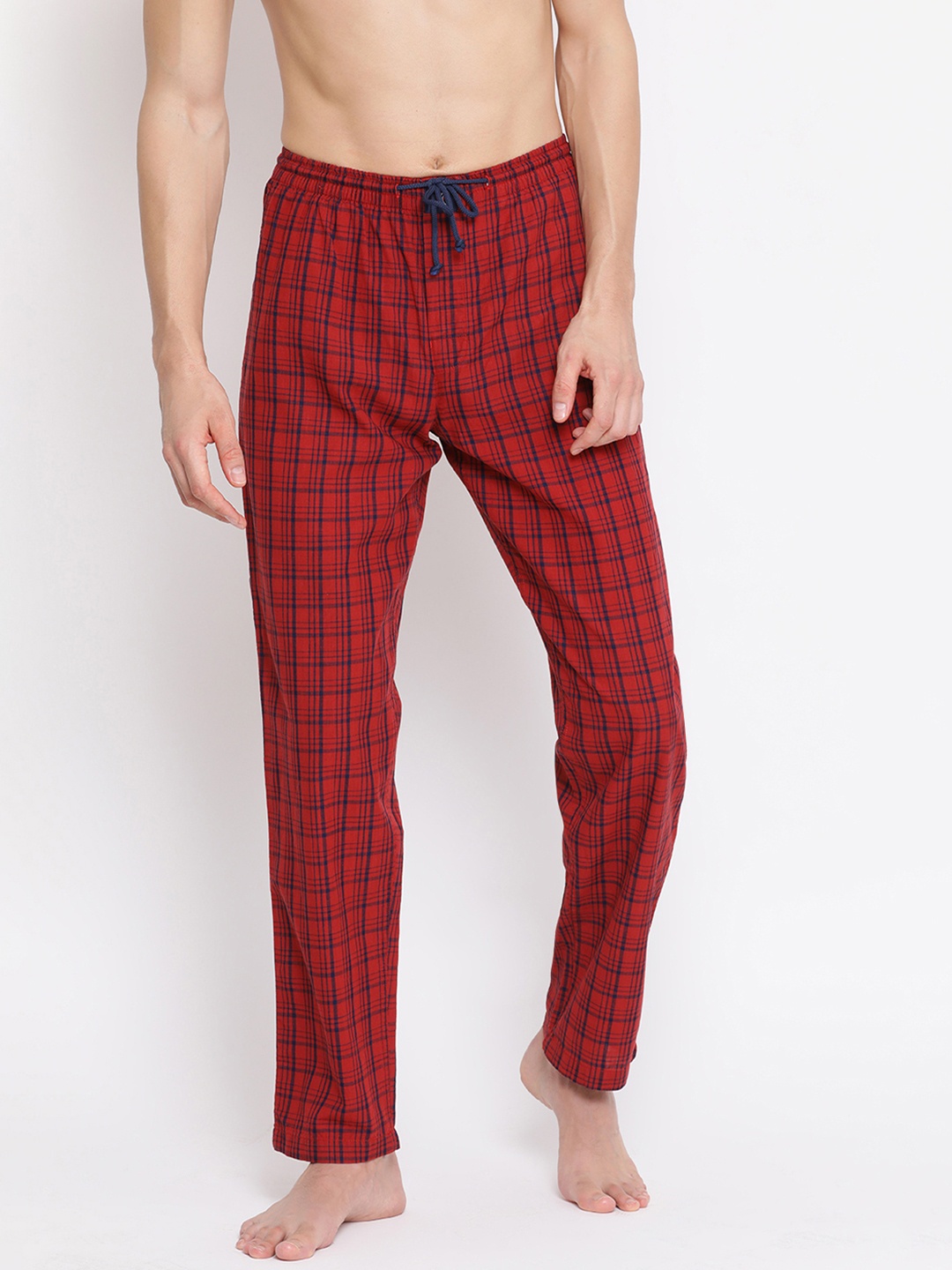 

Crimsoune Club Men Red & Blue Checked Lounge Pants