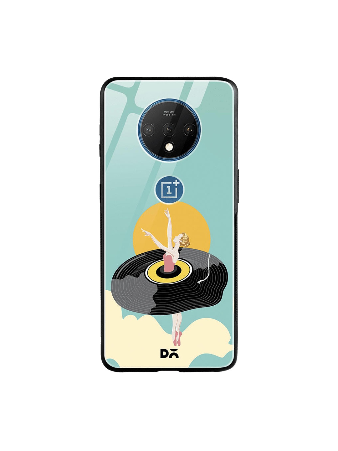 

DailyObjects Turquoise Blue & Black Disk Ballerina OnePlus 7T Glass Case