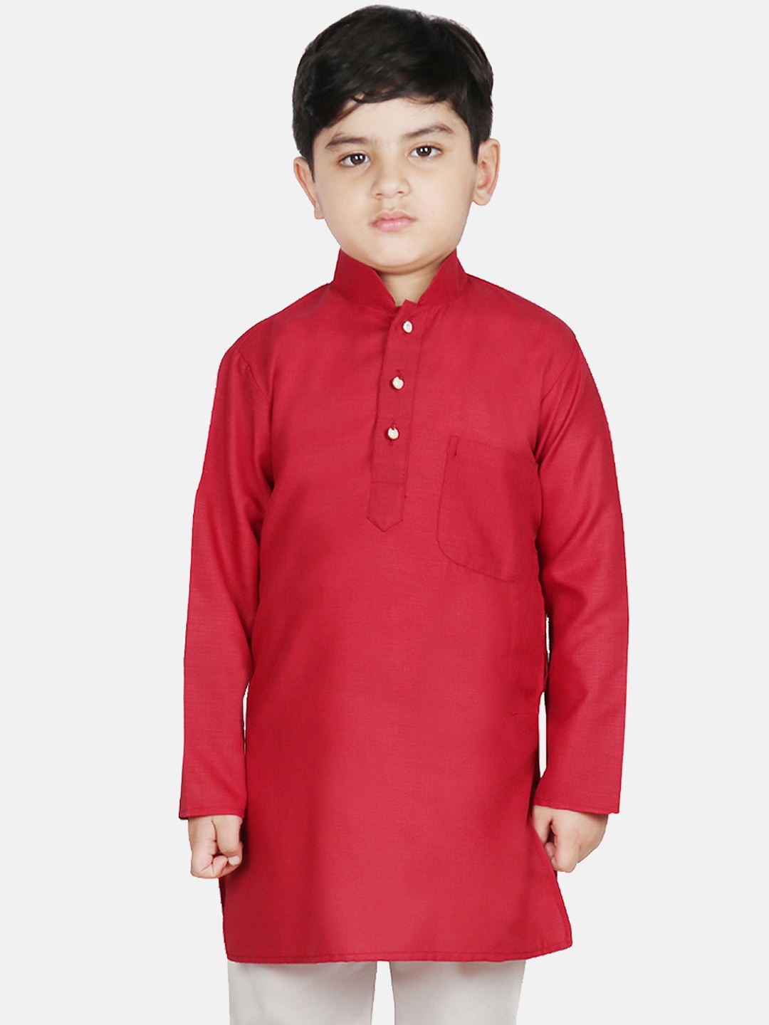 

SG YUVRAJ Boys Maroon Solid Straight Kurta