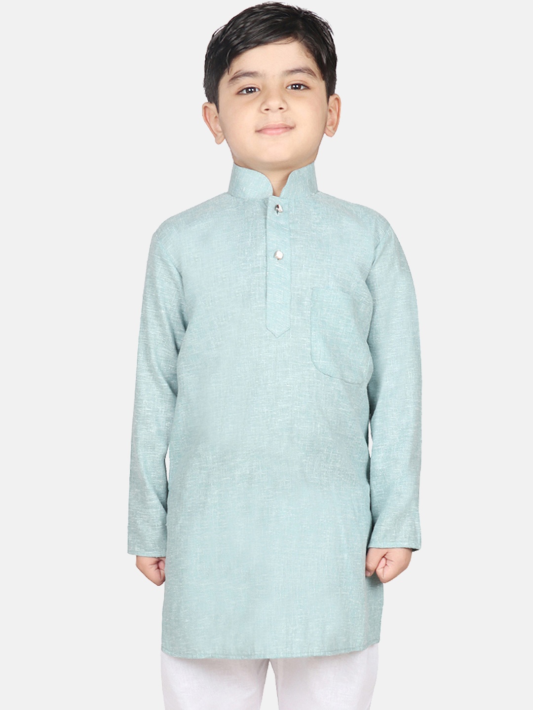 

SG YUVRAJ Boys Turquoise Blue Solid Straight Kurta