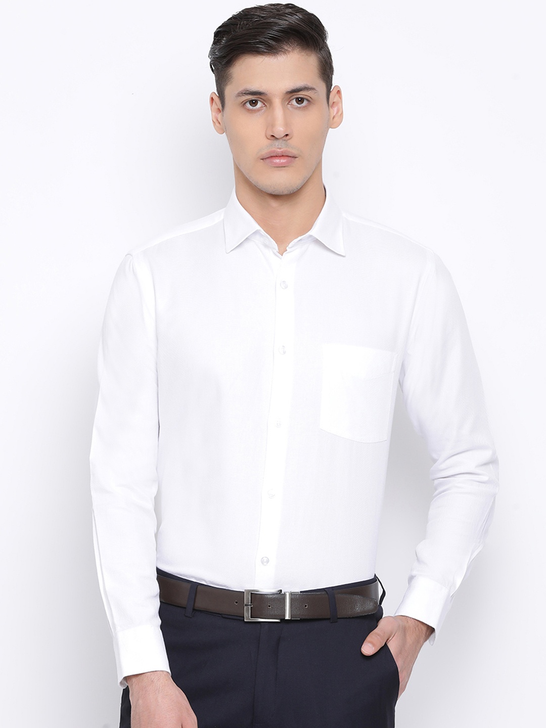 Richlook Men White Slim Fit Solid Formal Shirt