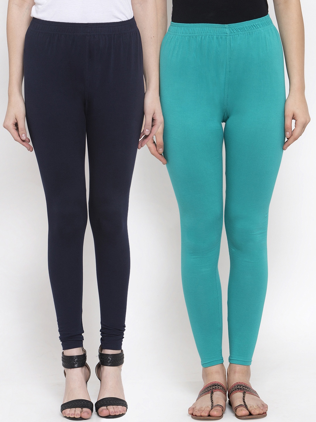 

TAG 7 Women Pack Of 2 Solid Leggings, Turquoise blue