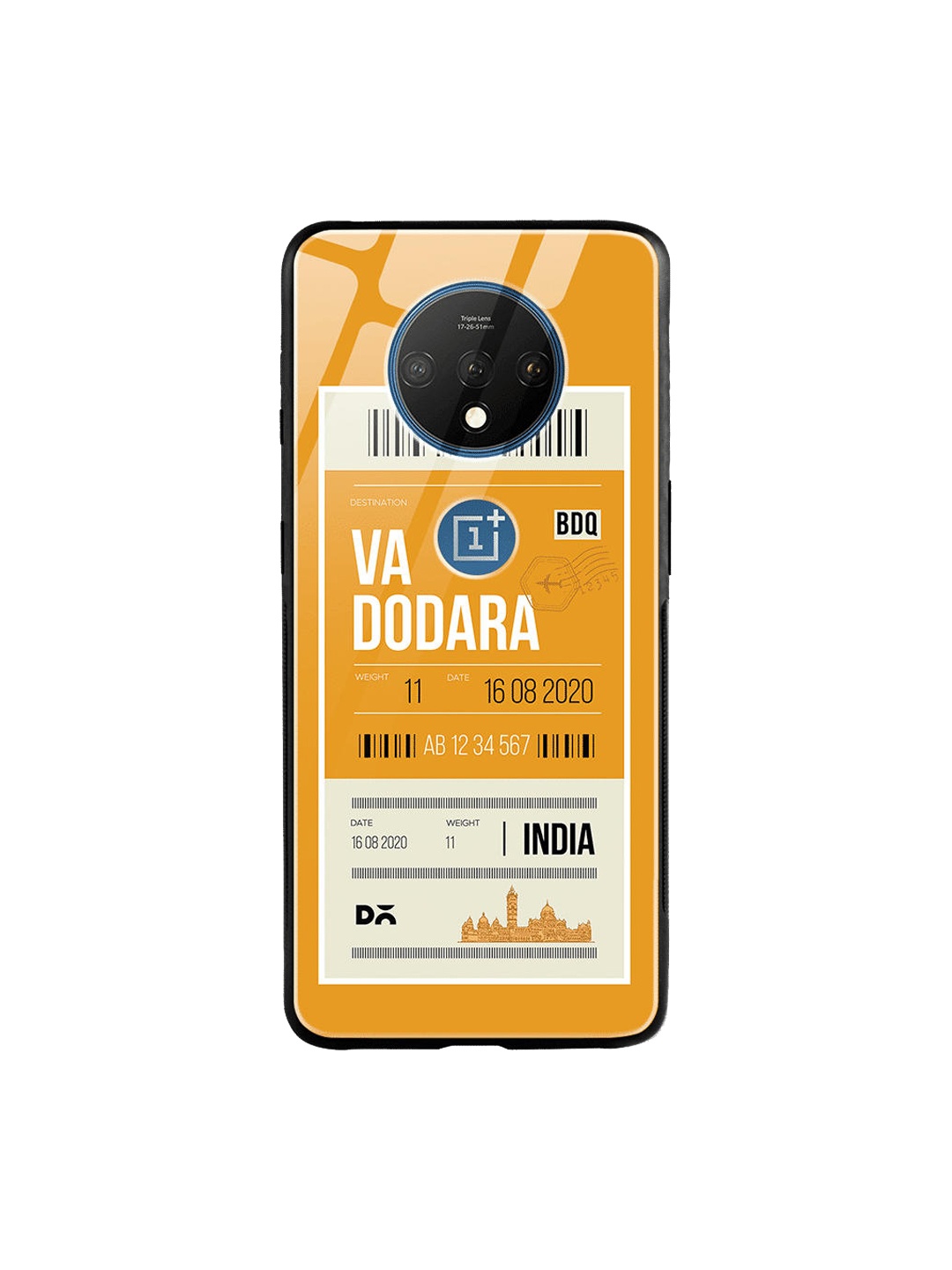 

DailyObjects Yellow & White Vadodara City Tag OnePlus 7T Glass Cover