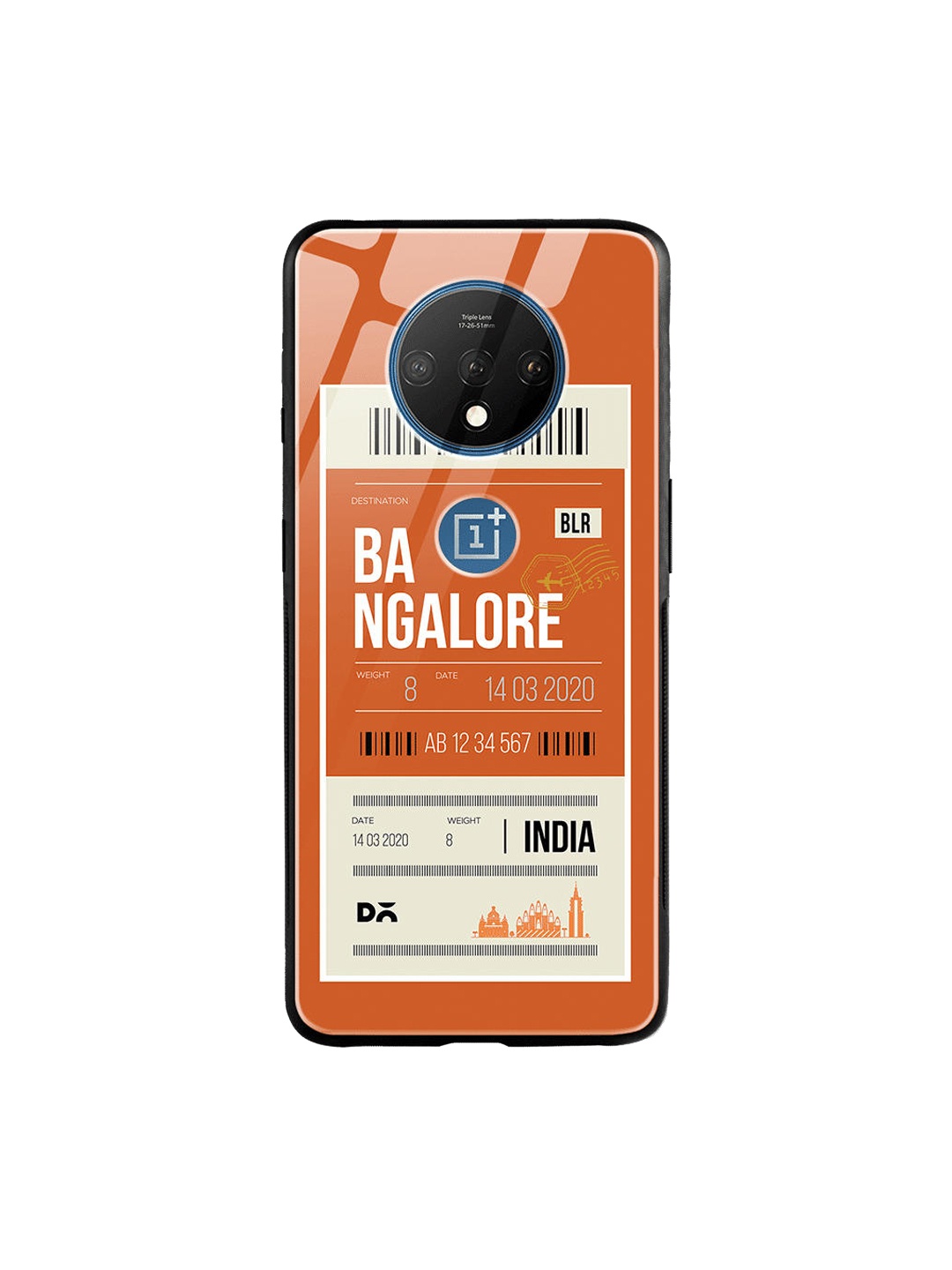 

DailyObjects Orange & White Bangalore City Tag OnePlus 7T Glass Case