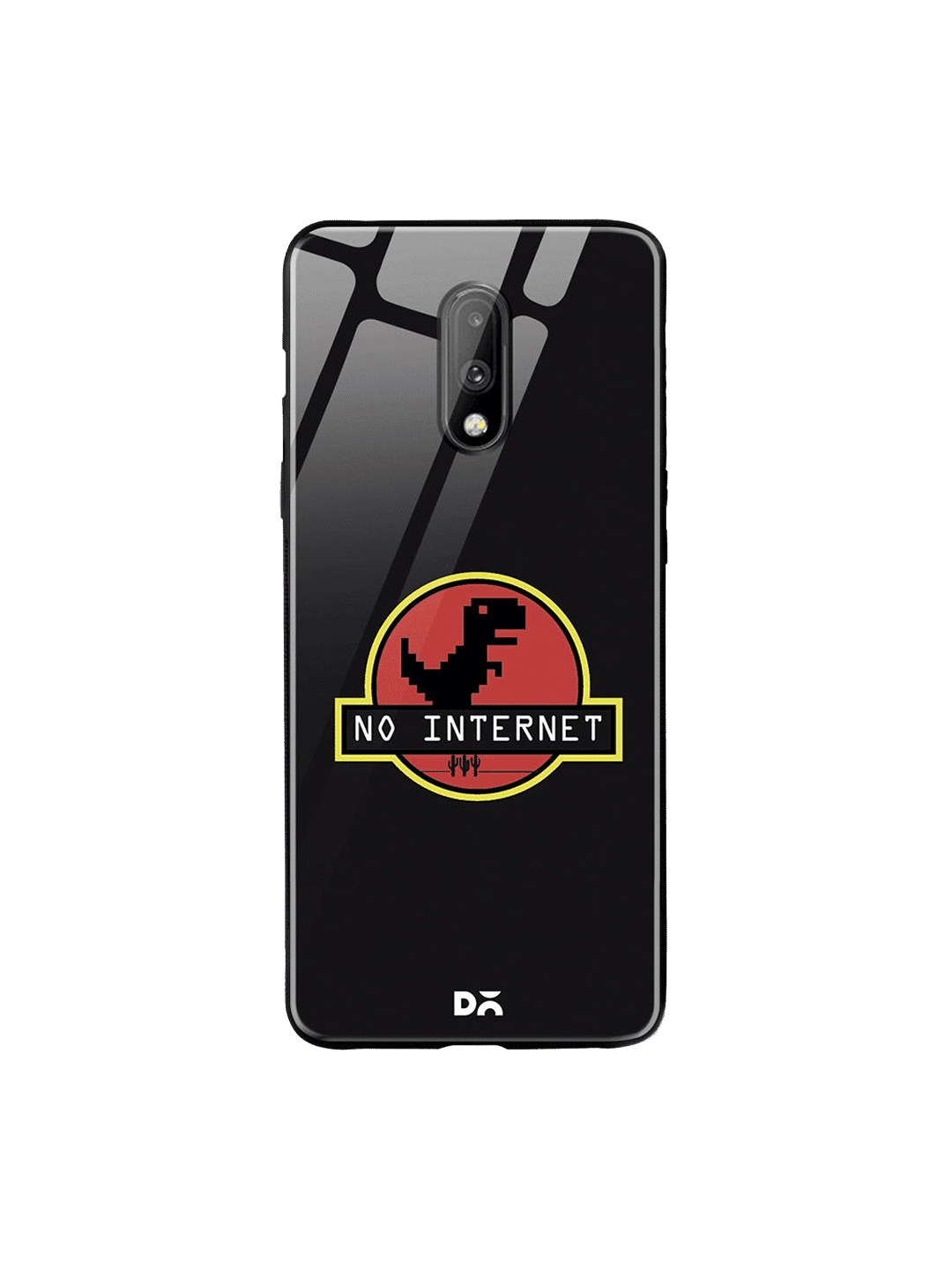 DailyObjects Black & Red No Internet OnePlus 7 Glass Cover