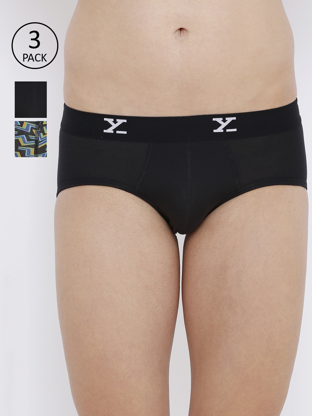 

XYXX Men Pack of 2 Ultra Soft Antimicrobial Basic Briefs XYBRF3PCKN74, Black