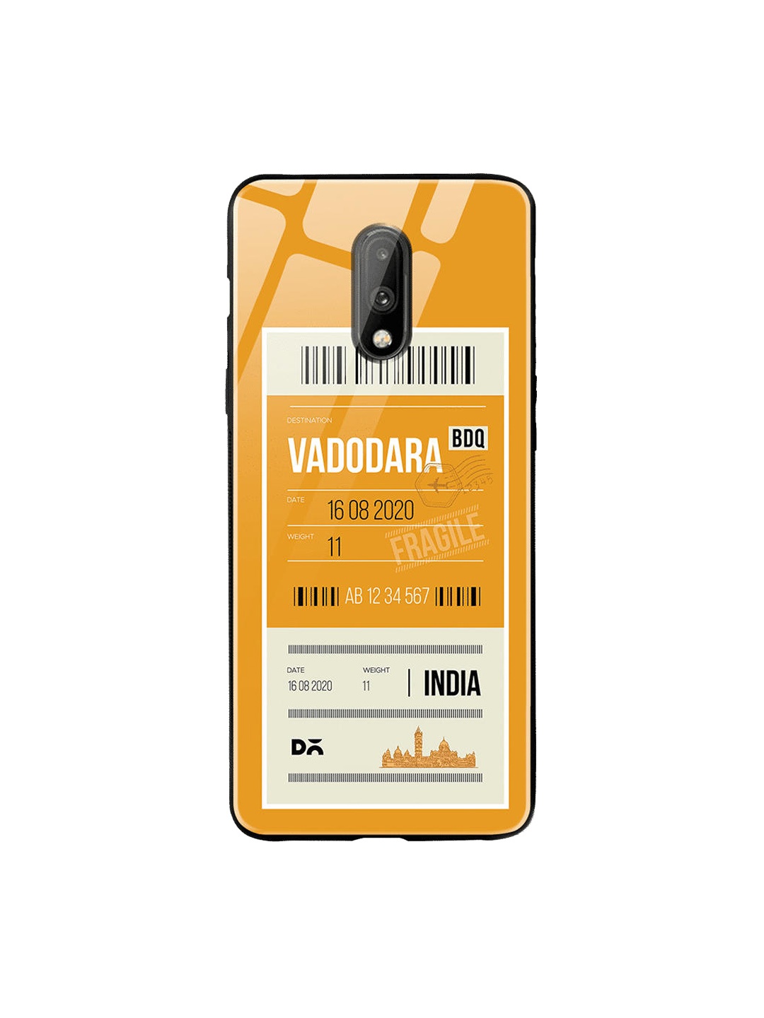 

DailyObjects Mustard Yellow & White Vadodara City Tag OnePlus 7 Glass Cover