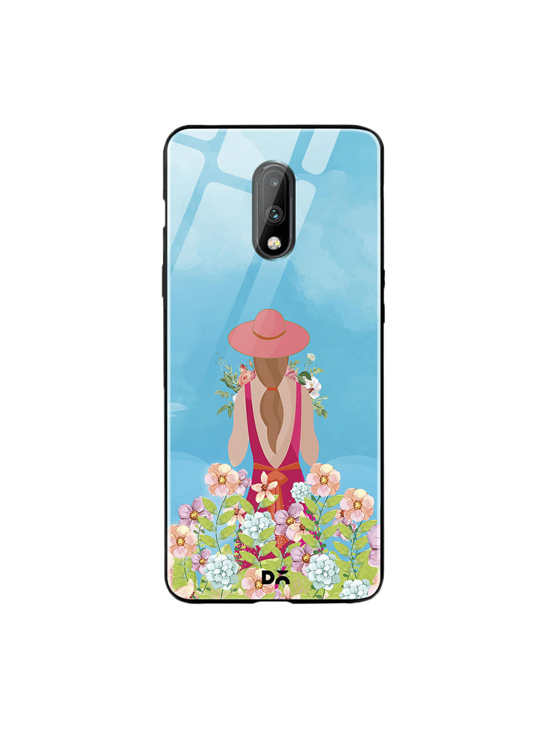 

DailyObjects Blue & Pink Flowerland OnePlus 7 Glass Case