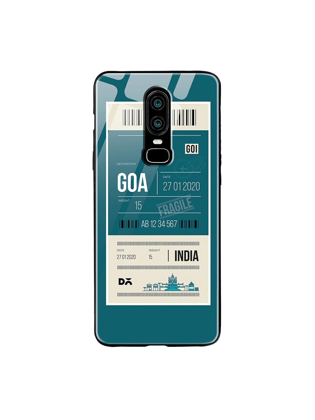 

DailyObjects Teal Blue & White Goa City Tag OnePlus 6 Glass Case