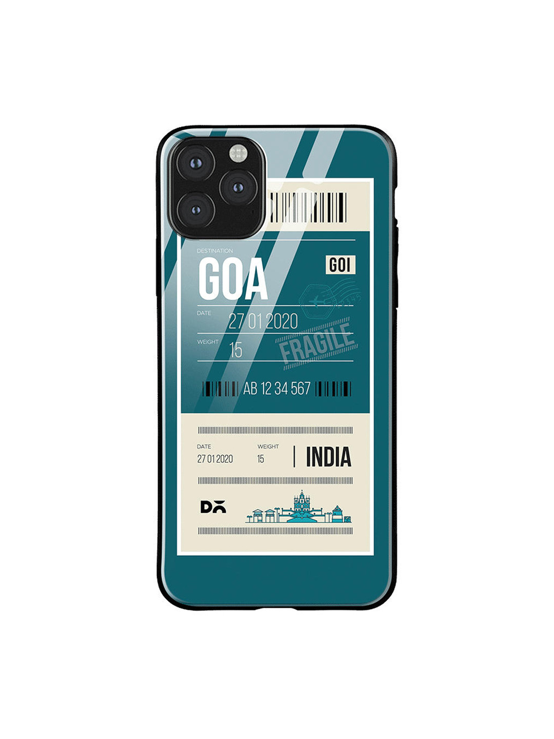 

DailyObjects Teal Blue & White Goa City Tag iPhone 11 Pro Glass Case