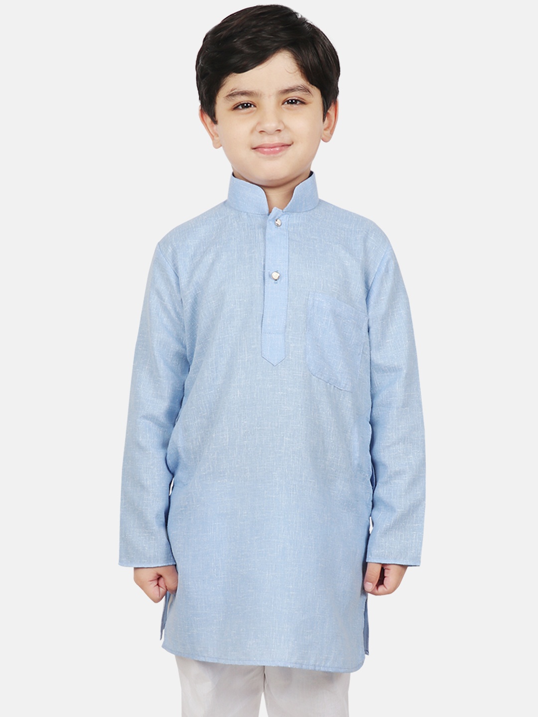 

SG YUVRAJ Boys Turquoise Blue Solid Straight Kurta