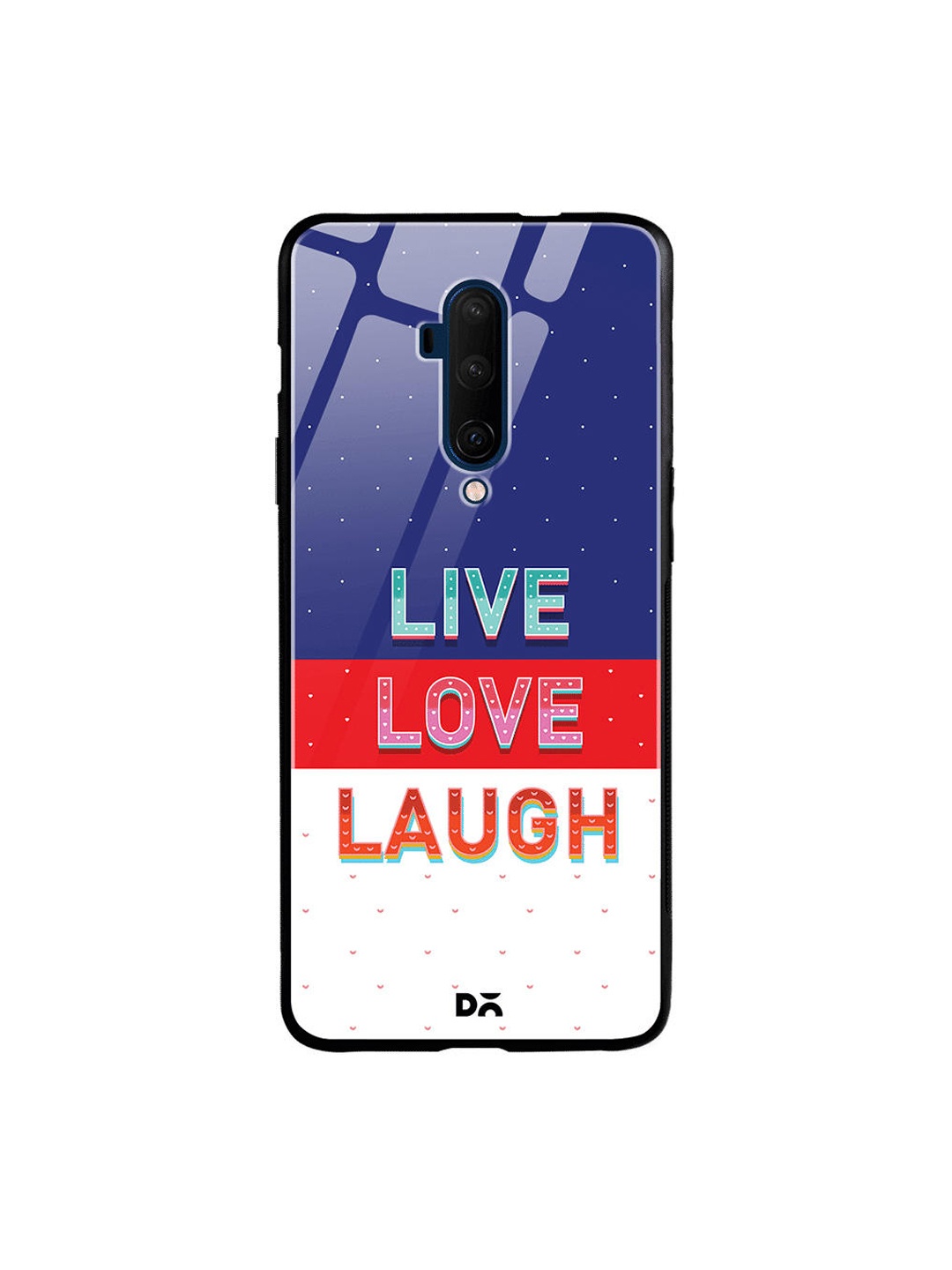 

DailyObjects Blue & Red Live Love Laugh Tricolour OnePlus 7T Pro Glass Case